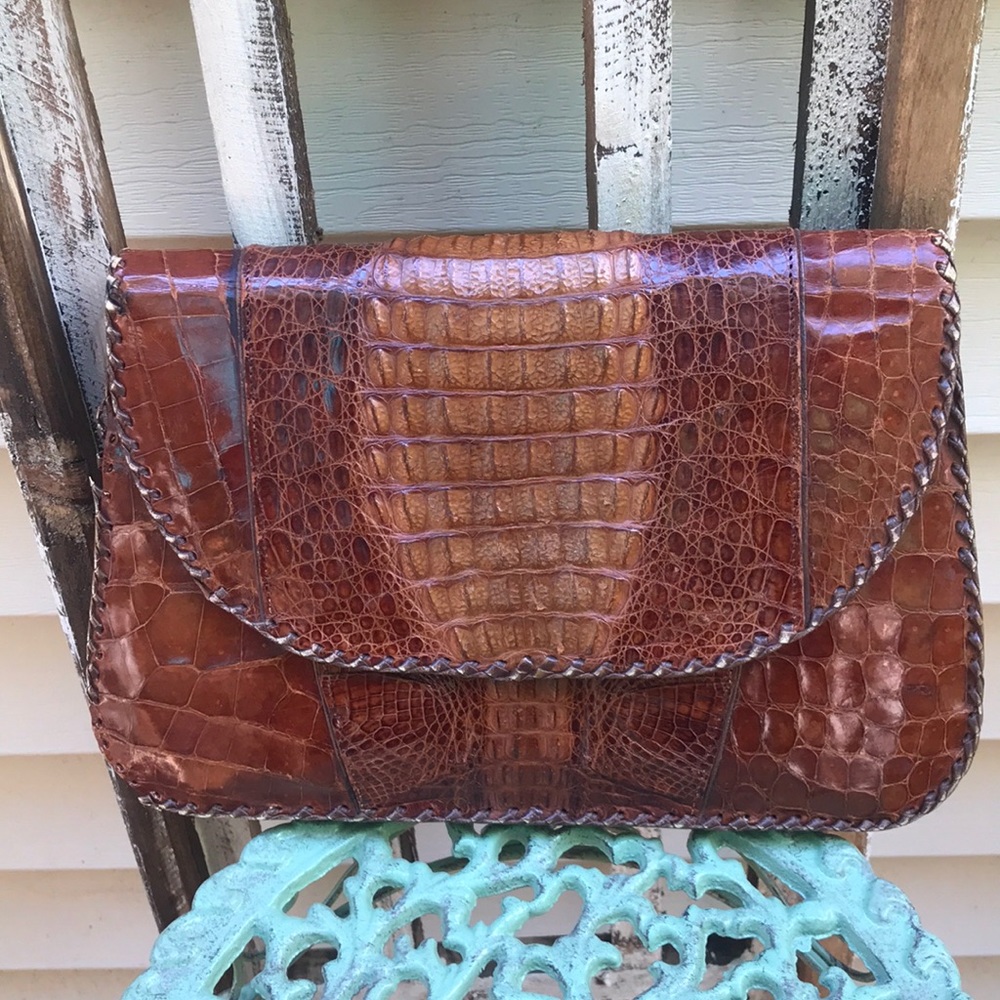 Vintage crocodile leather clutch